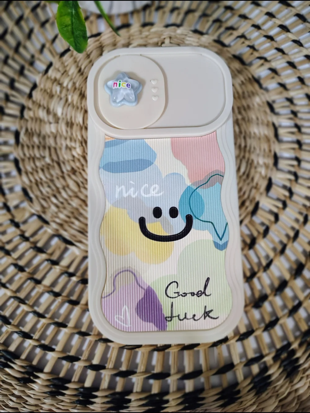 Cute Neutral Pastel 'Nice' Smiley IPhone 15 Pro Max Case